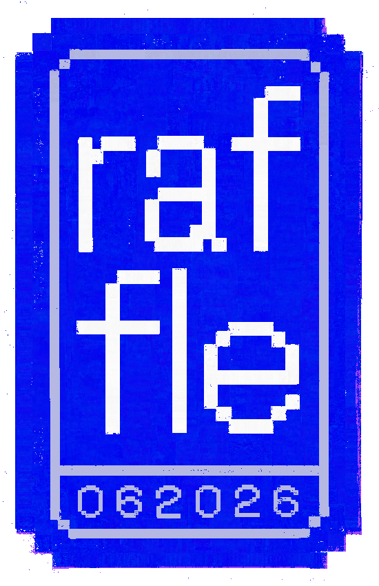 Digital illustration of a pixel-style blue raffle ticket